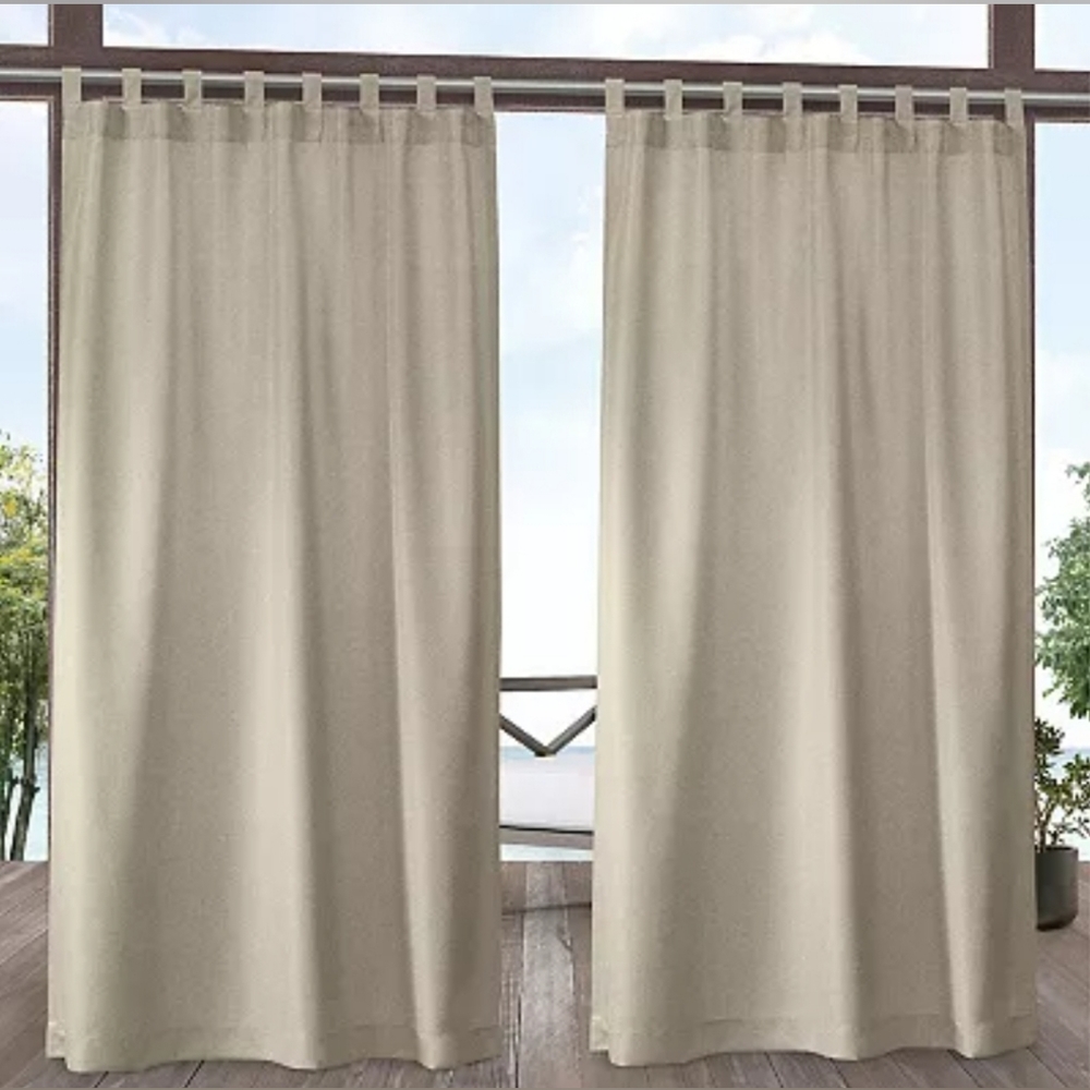 Exclusive Home 2-pack Biscayne indoor/outdoor two tone textured tab top curtains